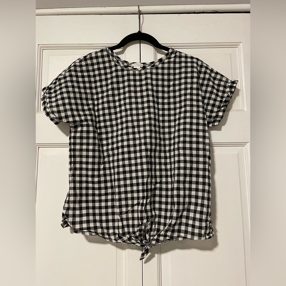J crew checkered blouse